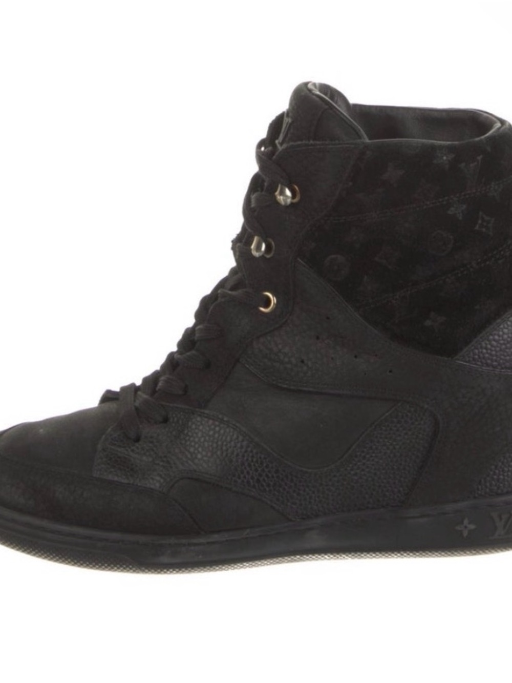 2013 Louis Vuitton Wedge Black High-Top Sneaker